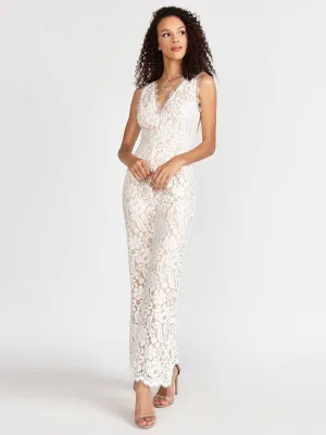 Aakaa Sleeveless V-Neck Floral Lace Jumpsuit - Brands We Love