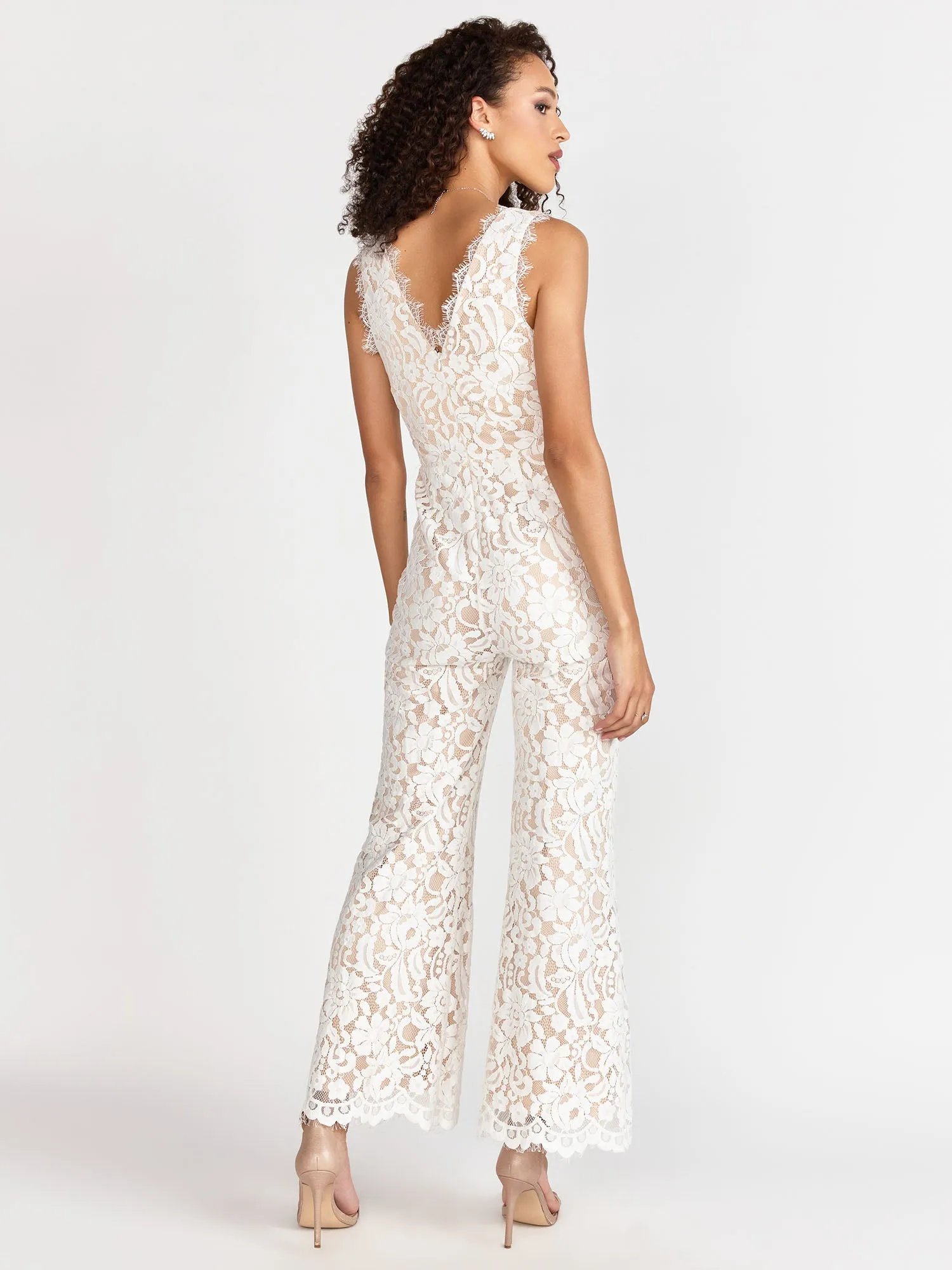 Aakaa Sleeveless V-Neck Floral Lace Jumpsuit - Brands We Love