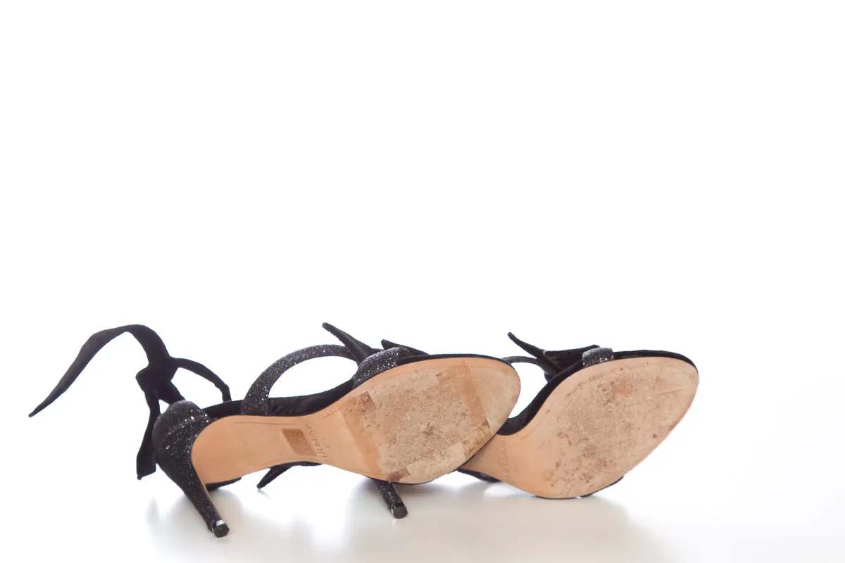 Alexandre Birman Black Crushed Velvet Heels SZ 37.5