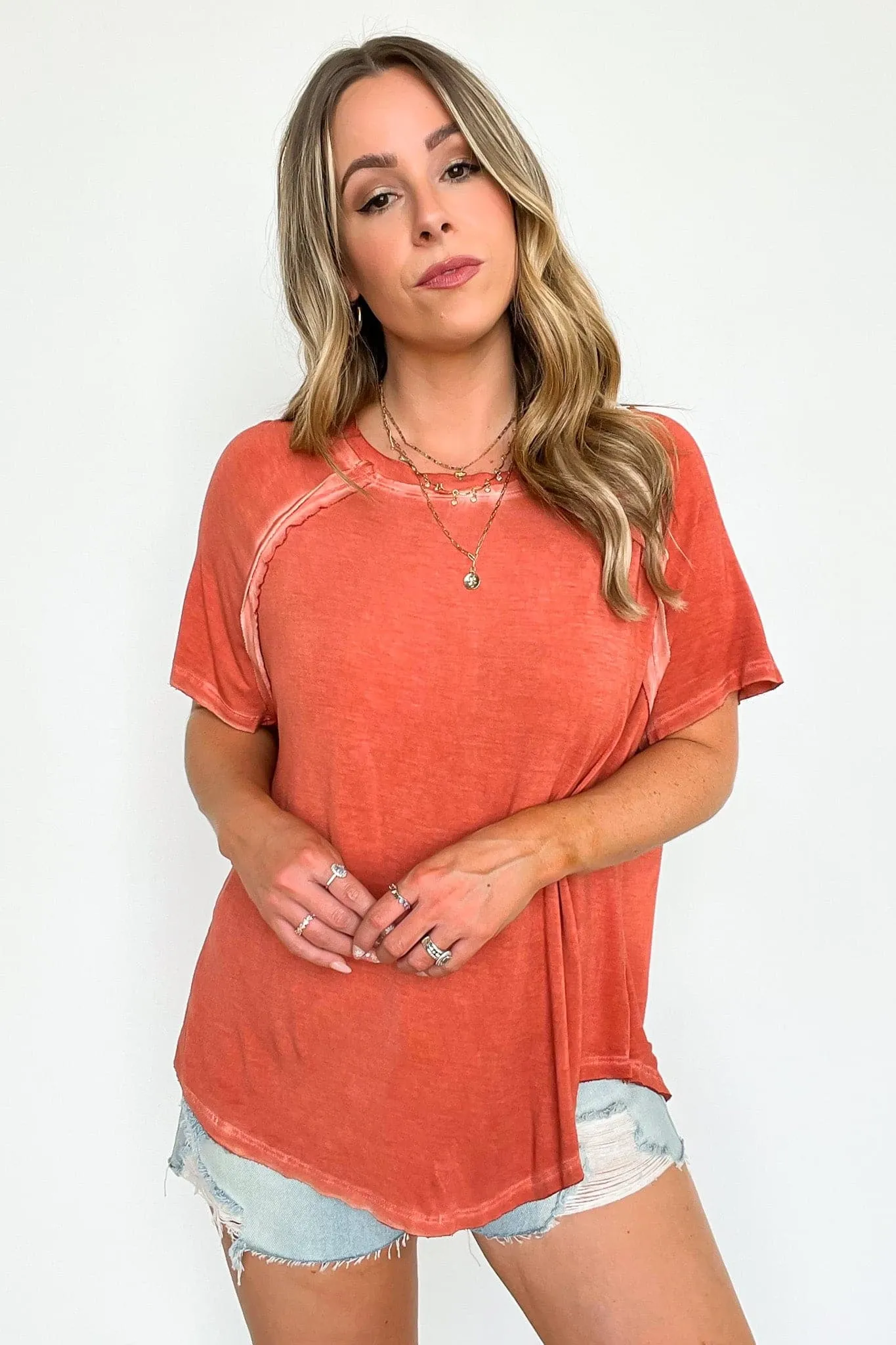 Alexi Mineral Washed Short Sleeve Relaxed Top - BACK IN STOCK