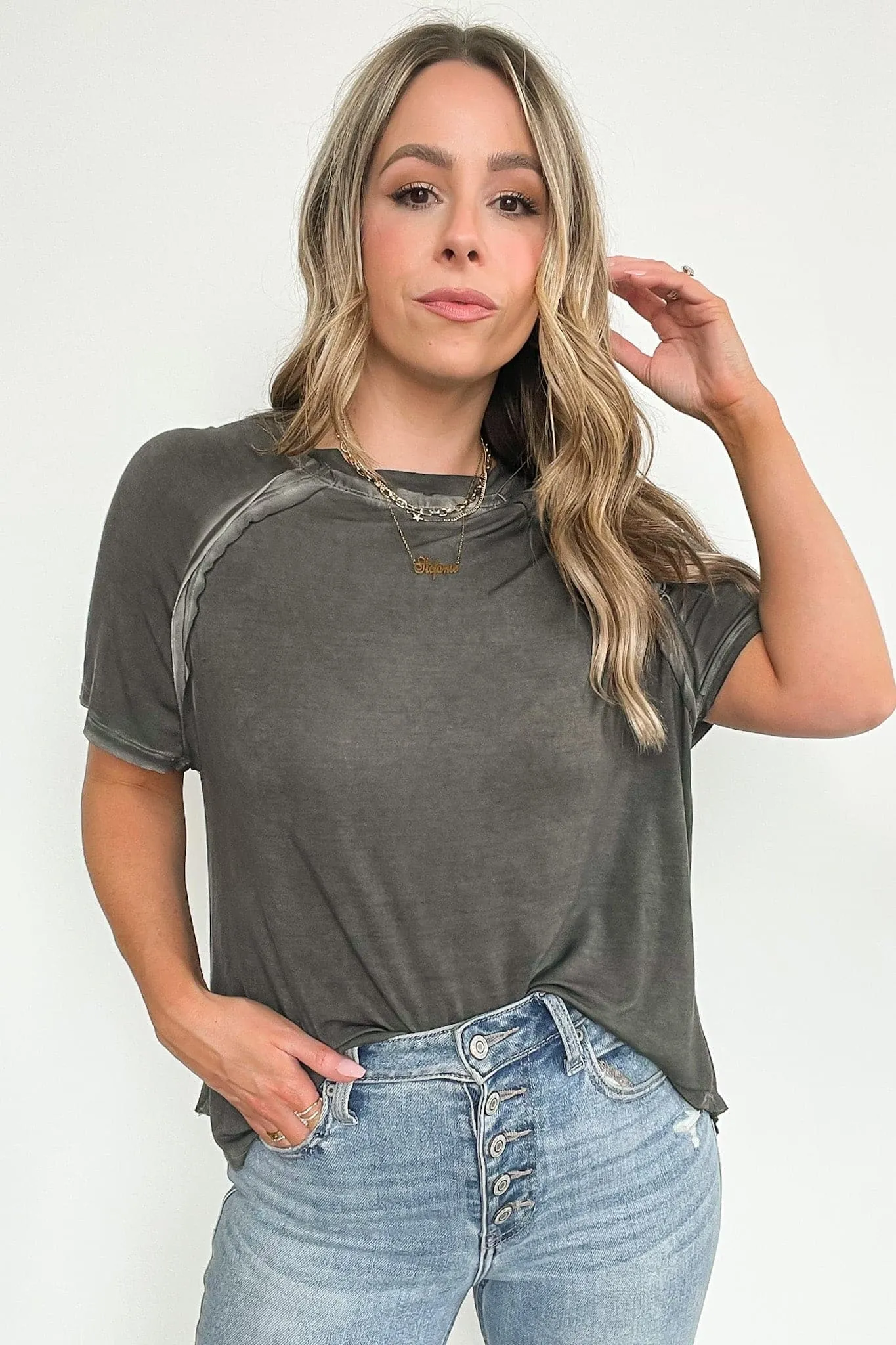 Alexi Mineral Washed Short Sleeve Relaxed Top - BACK IN STOCK