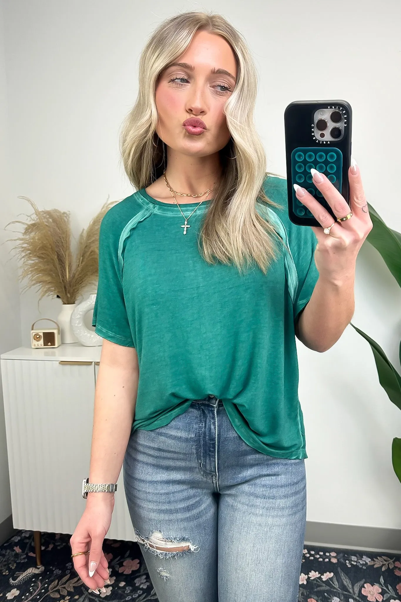 Alexi Mineral Washed Short Sleeve Relaxed Top - BACK IN STOCK