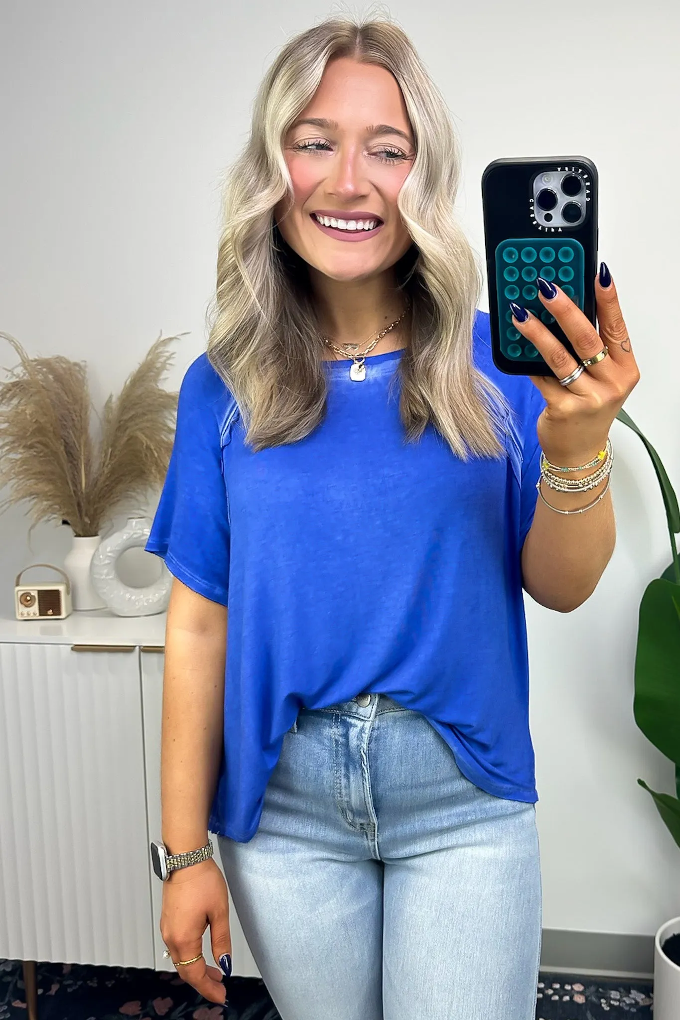 Alexi Mineral Washed Short Sleeve Relaxed Top - BACK IN STOCK