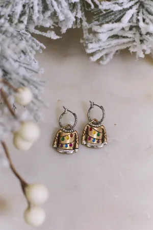 All Season Long Christmas Sweater Earrings - Brass