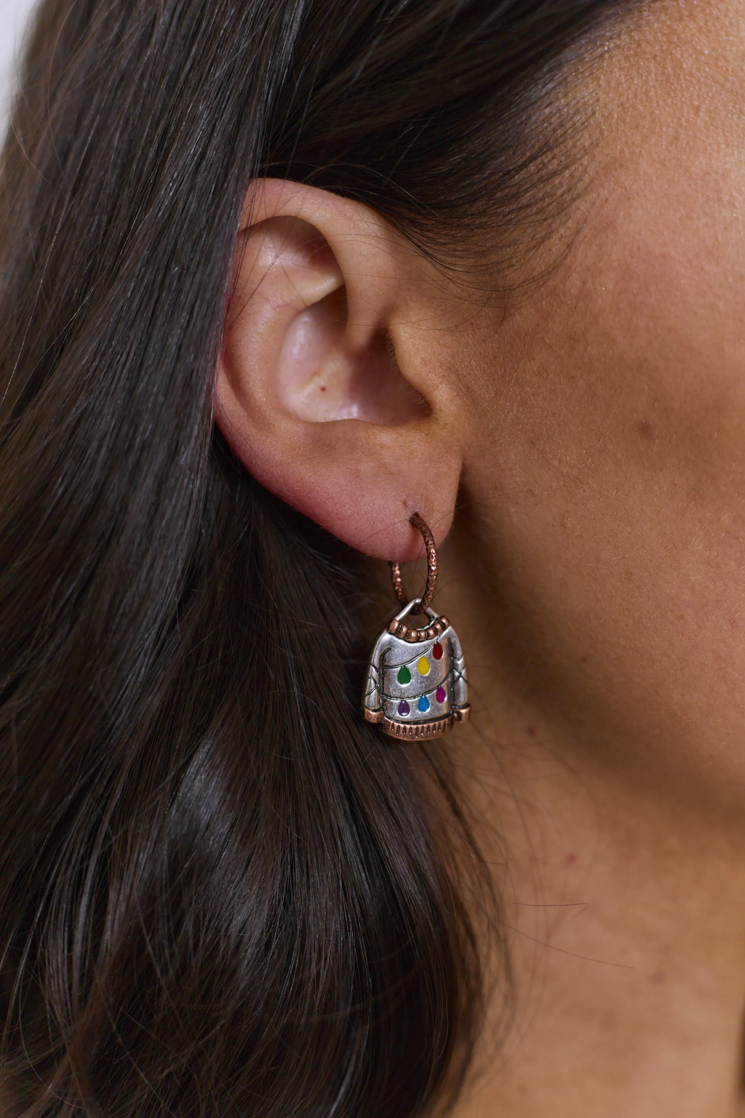 All Season Long Christmas Sweater Earrings - Silver