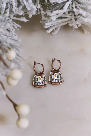 All Season Long Christmas Sweater Earrings - Silver