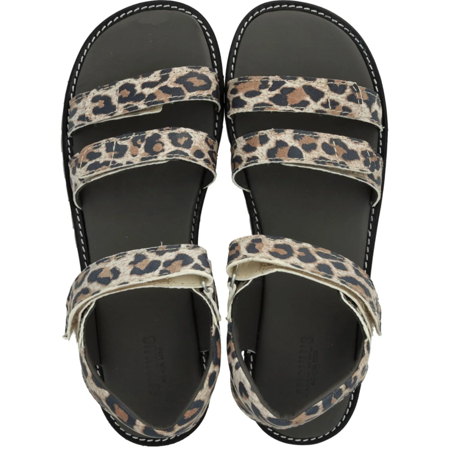 Angulus Leopard Suede Adjustable Leather Sandal with Velcro
