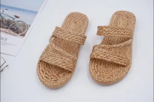 beach sandals, straw house slippers, straw sandals women