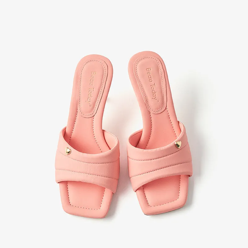 BeauToday Summer High Heel Slippers for Women
