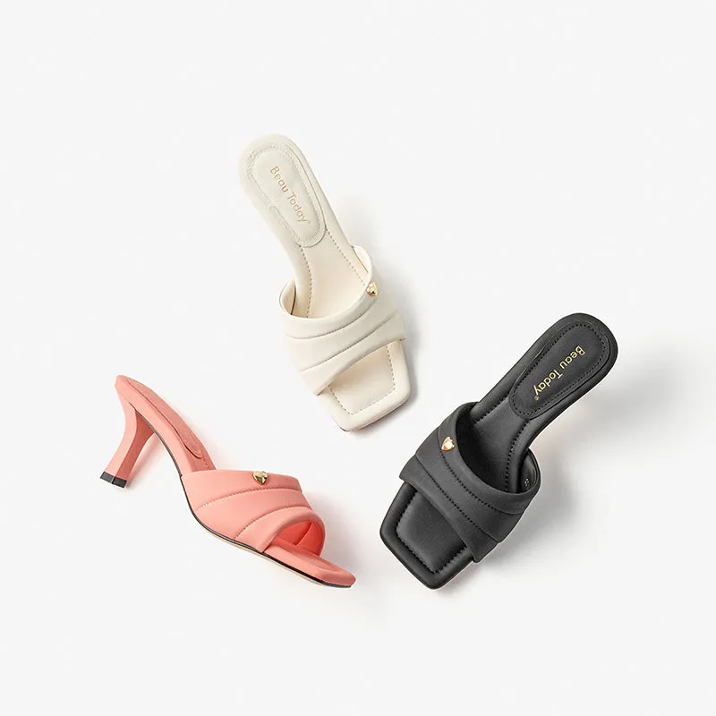 BeauToday Summer High Heel Slippers for Women