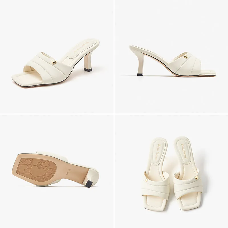 BeauToday Summer High Heel Slippers for Women