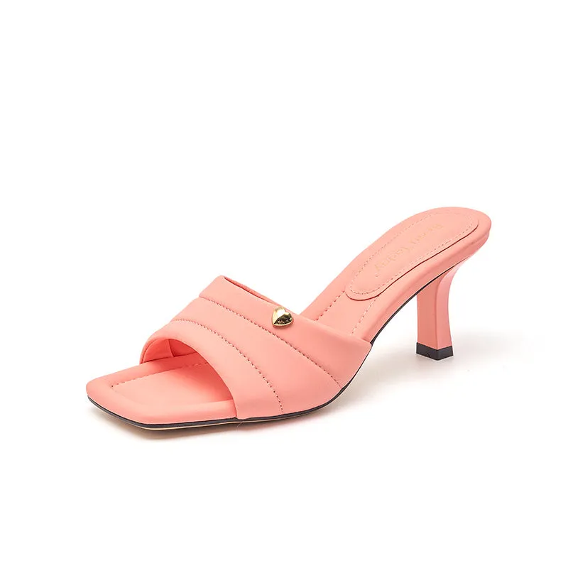 BeauToday Summer High Heel Slippers for Women