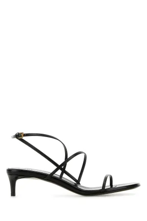 Black leather Loop Kitten sandals
