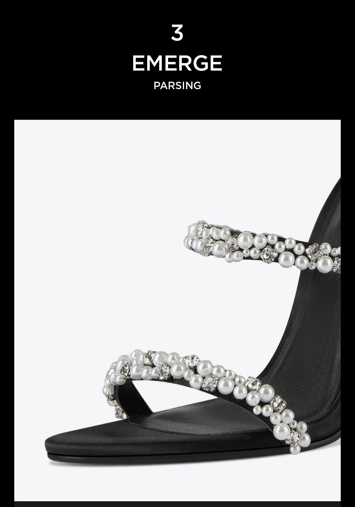 Black pearl rhinestone ankle scoil sexy open toe high heels stiletto sandals - Nooi