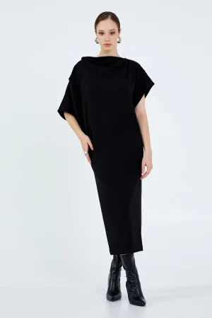 Boat Neck Dress Black