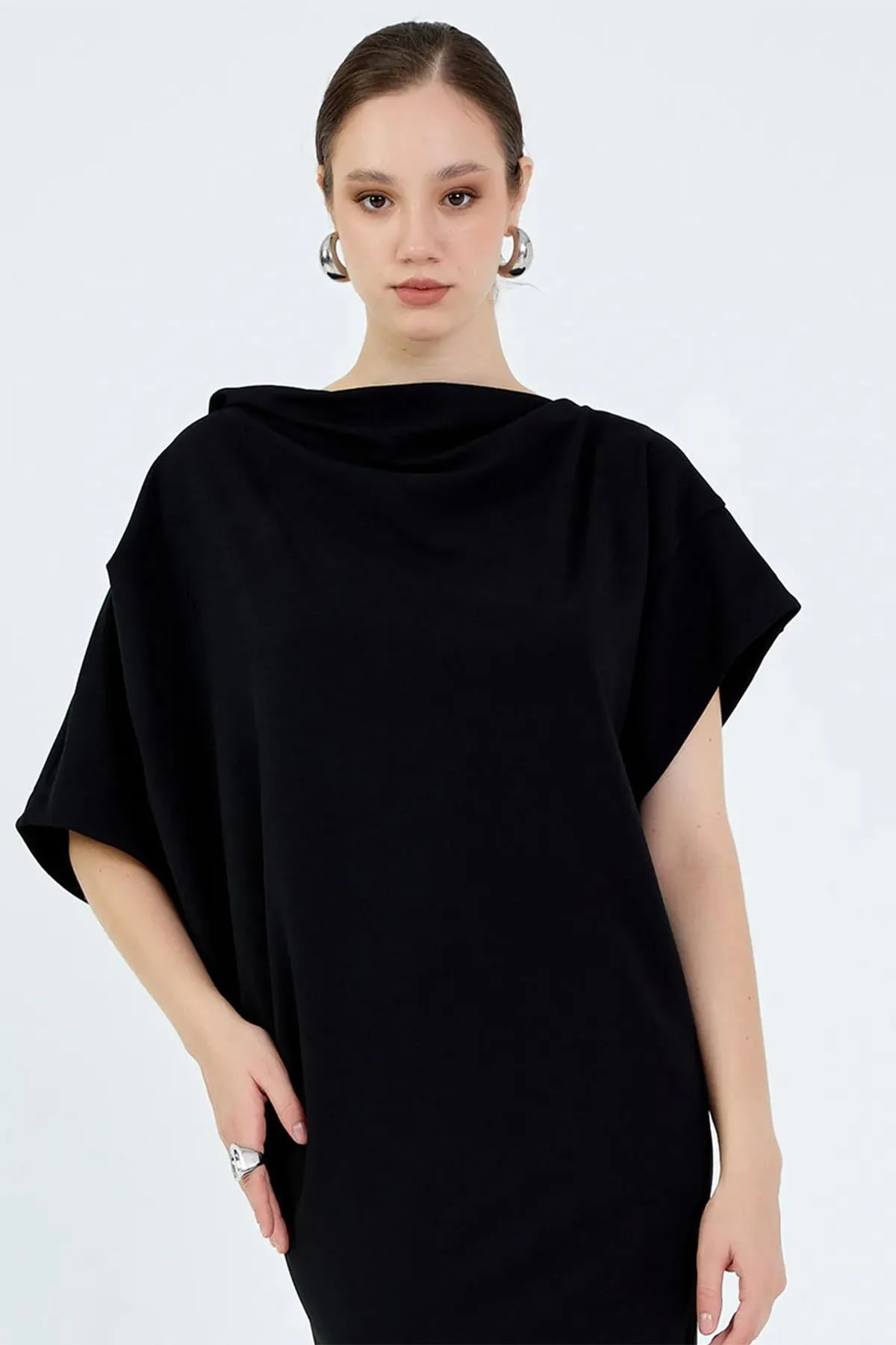 Boat Neck Dress Black