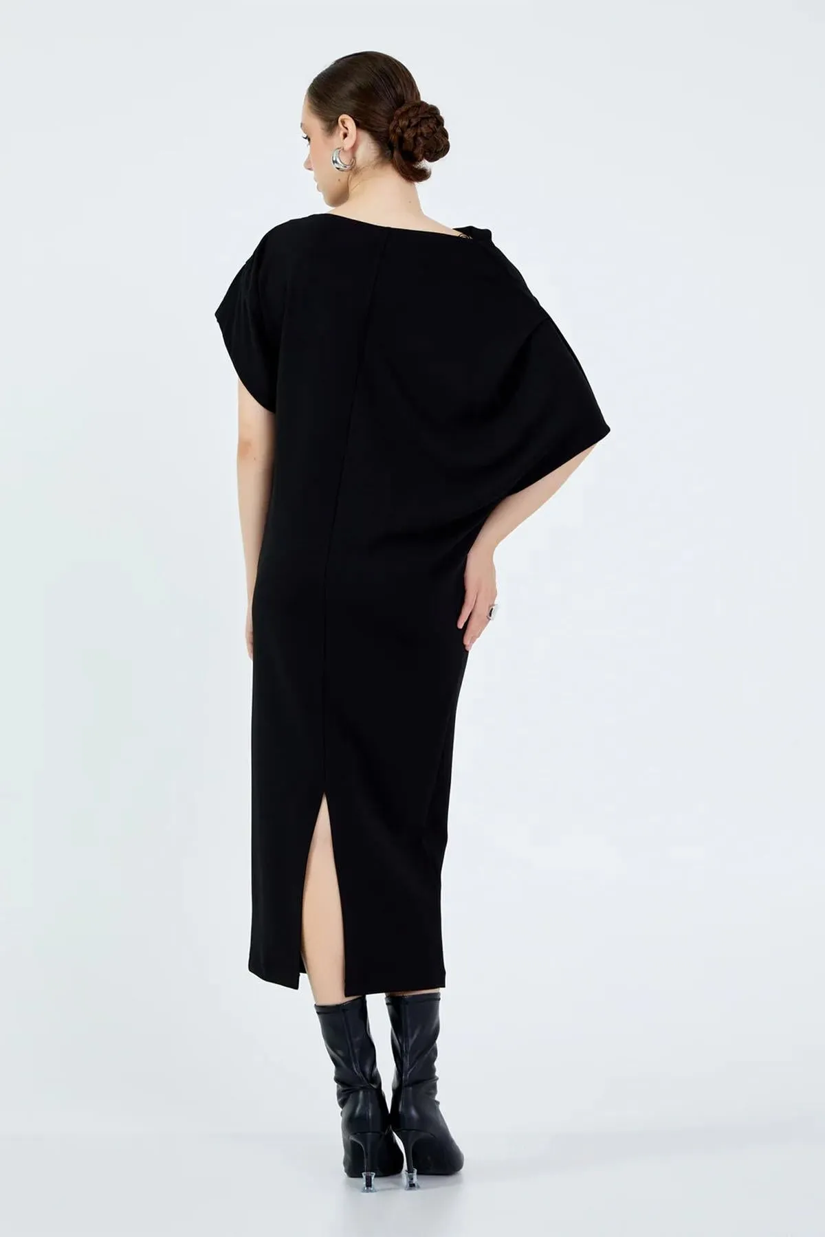 Boat Neck Dress Black