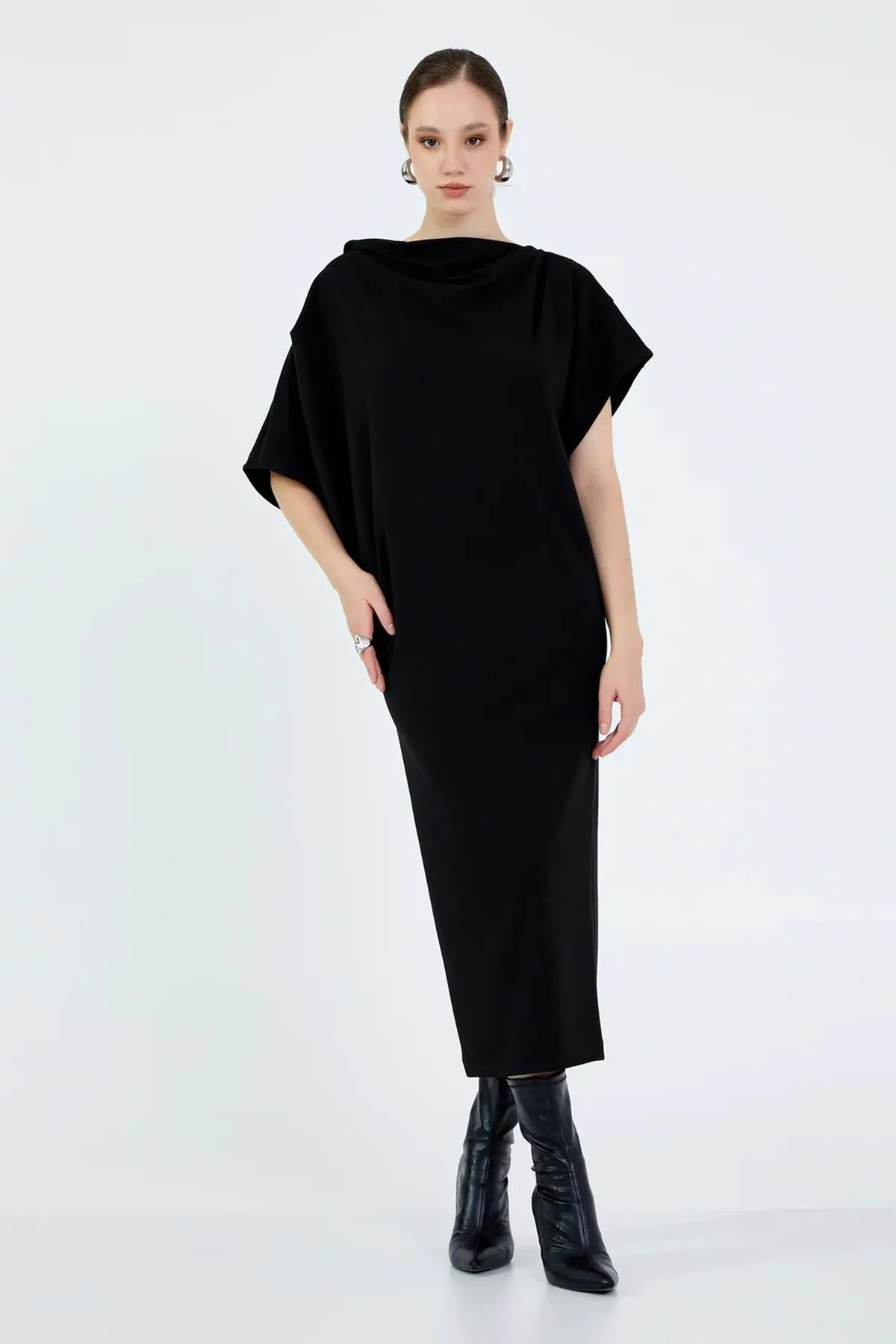 Boat Neck Dress Black