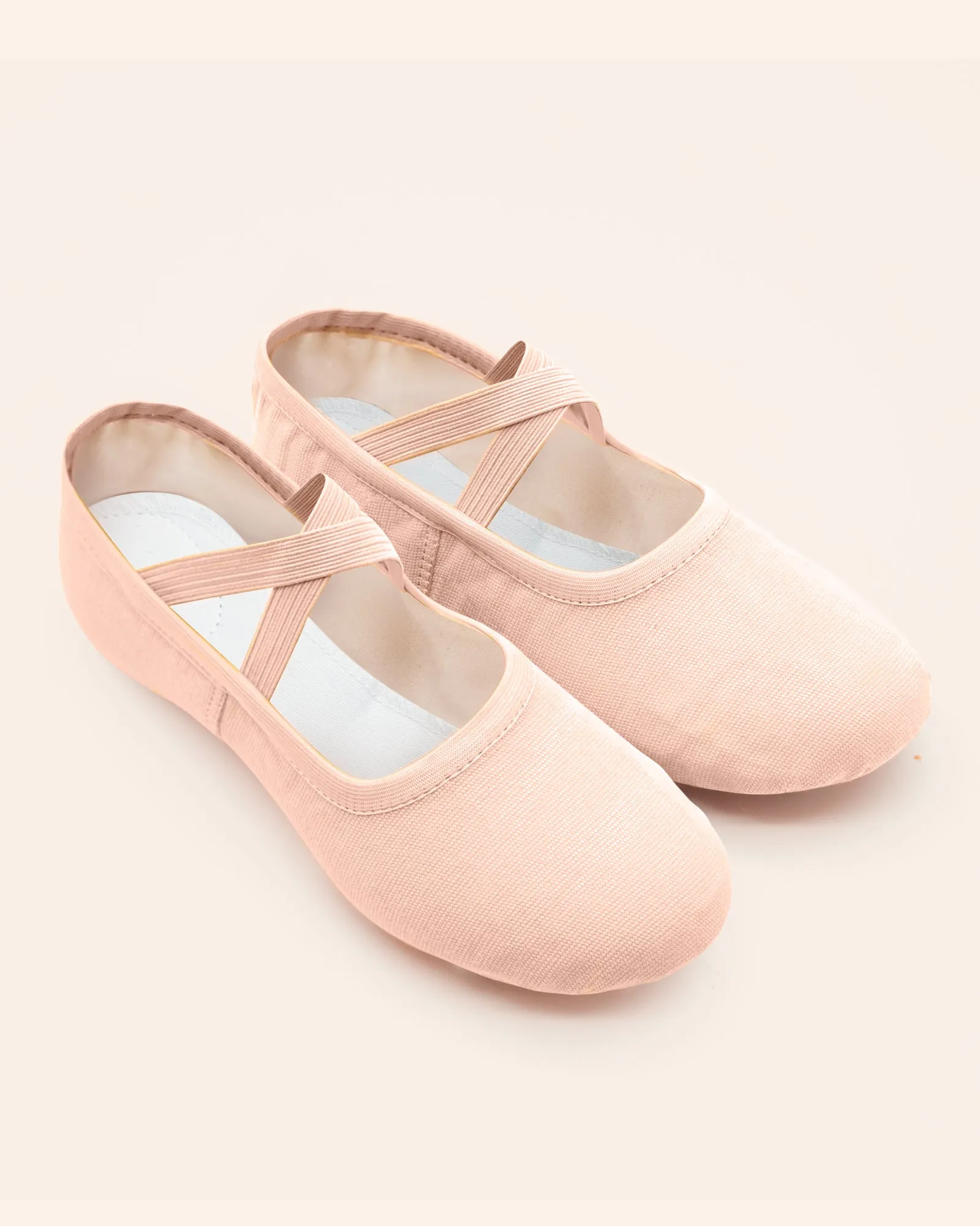 Canvas Ballet Slippers Flats with Leather Soles Dance Shoes for Big Kids
