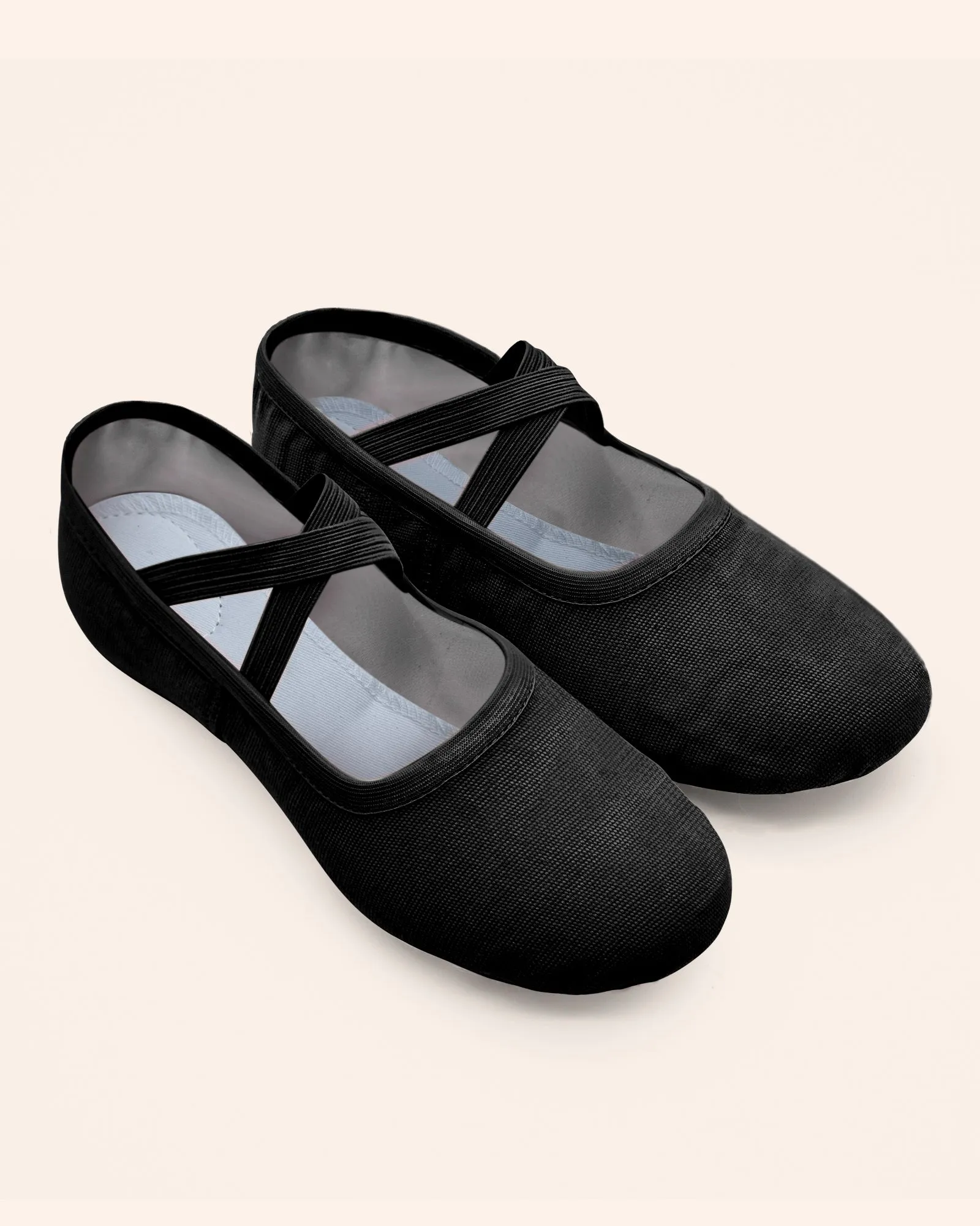 Canvas Ballet Slippers Flats with Leather Soles Dance Shoes for Big Kids
