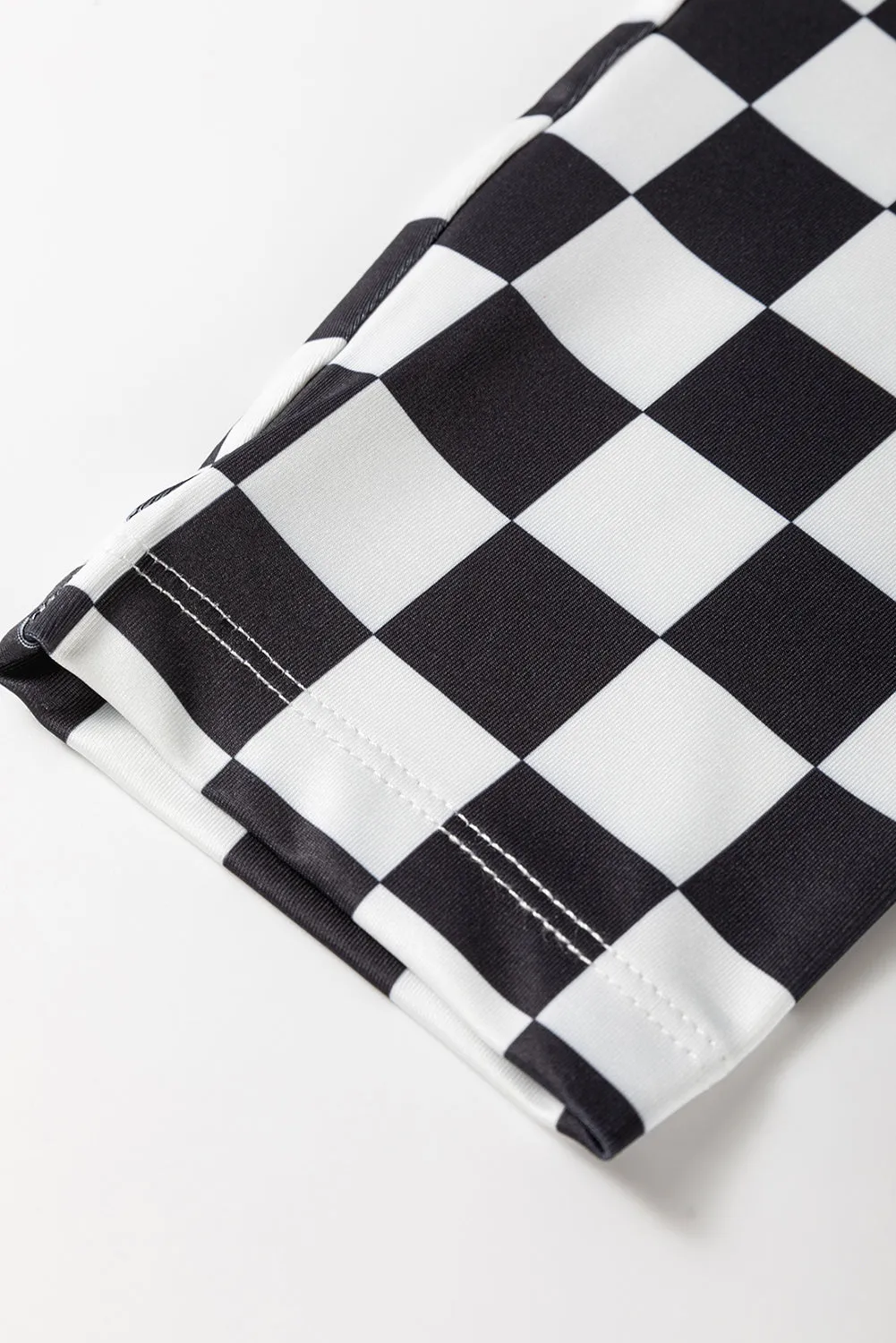 Checkered Pattern High Waist Skinny Leggings