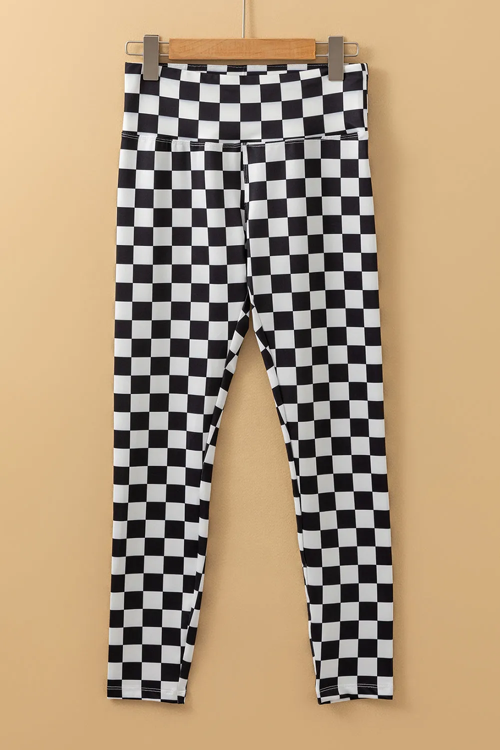 Checkered Pattern High Waist Skinny Leggings