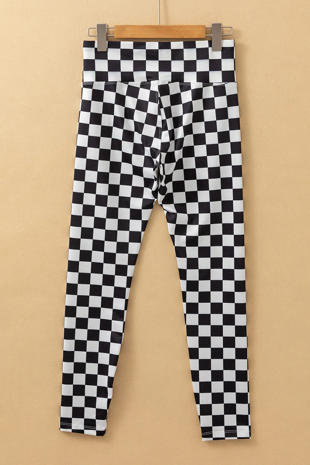 Checkered Pattern High Waist Skinny Leggings