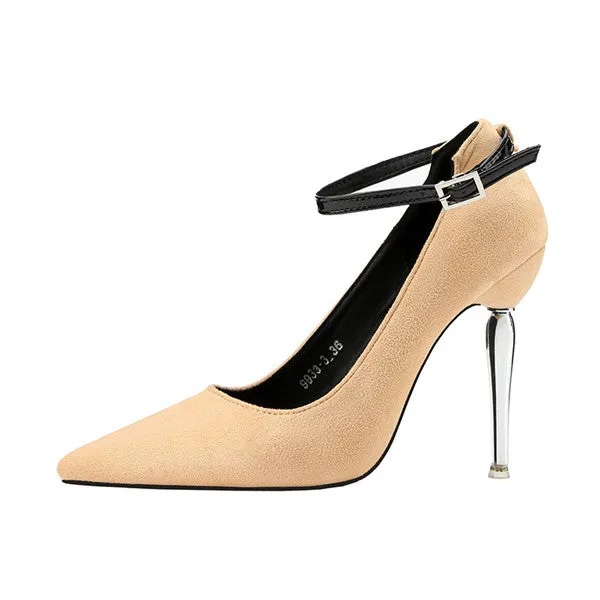 Chic Closed Toe Suede Stiletto Heels Evening Shoes PS002