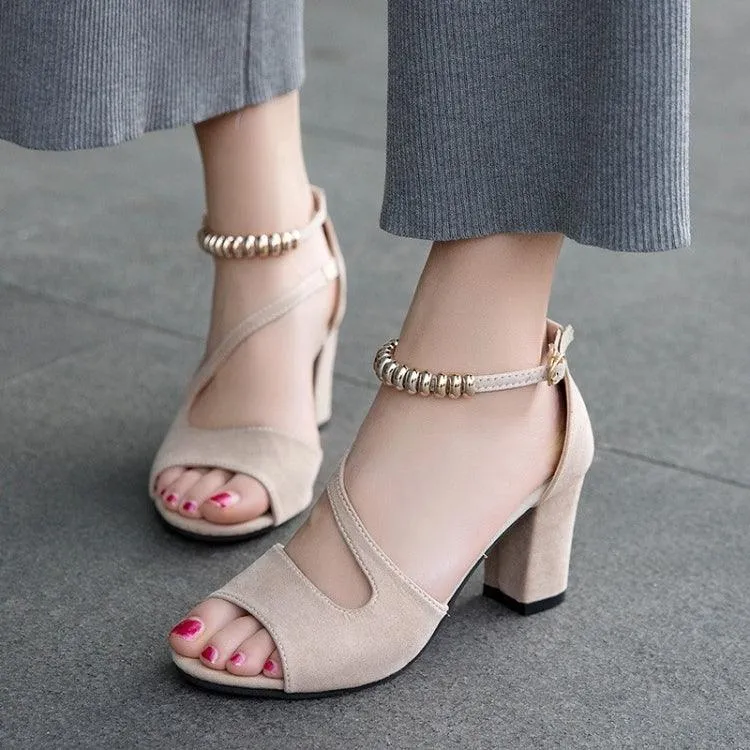 Chic Summer High Heel Chunky Sandals for Women with One Buckle Design