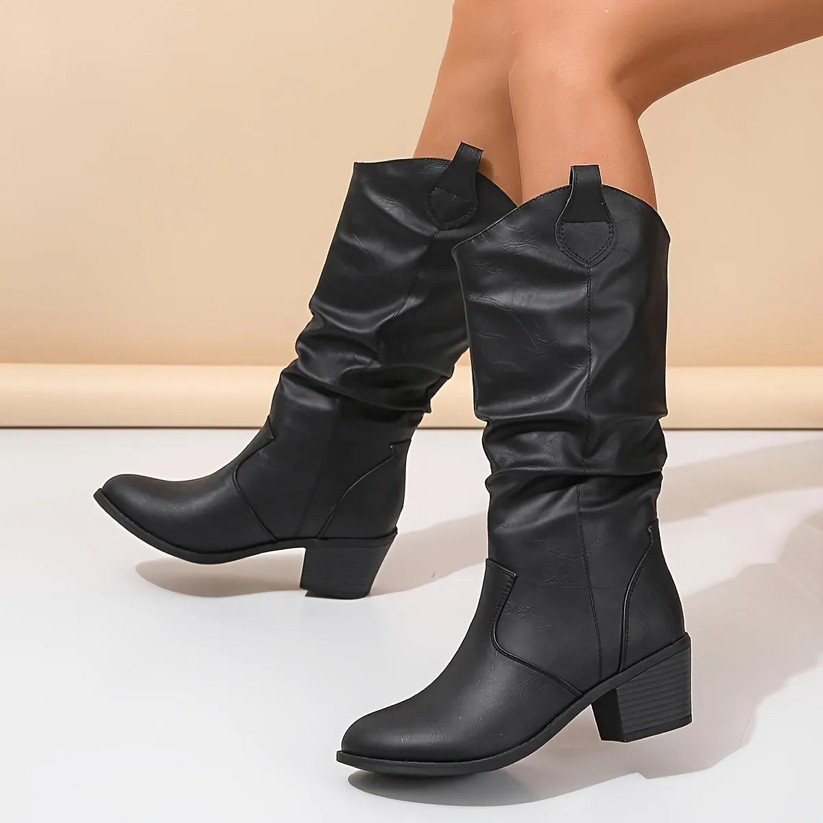 Cleo  Block Heel Motorcycle Boots