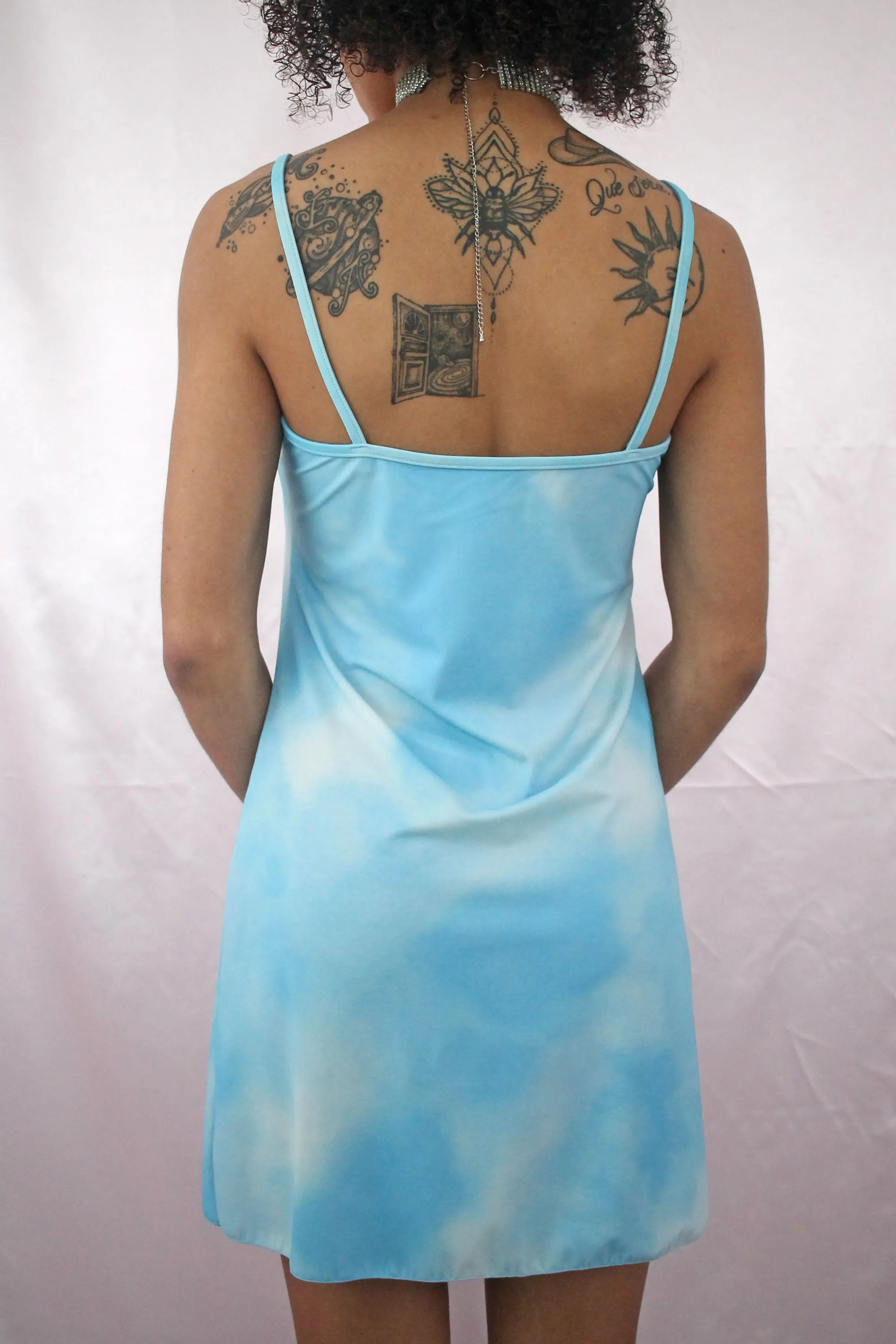 Cloud Print Diamante Dress