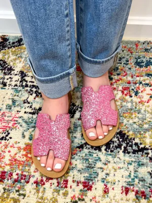 Corky's Footwear Bogalusa Slide Sandal - Pink Chunky Glitter