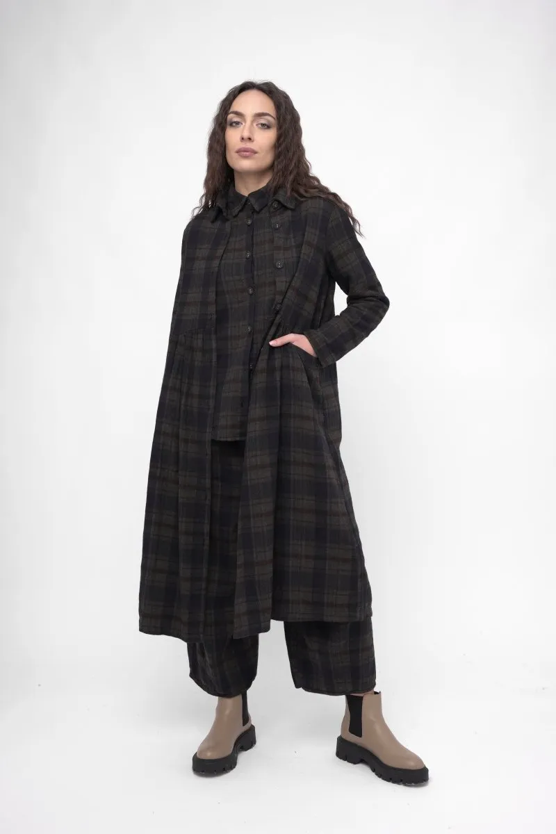 Cotton Plaid Tiered Waist Dress