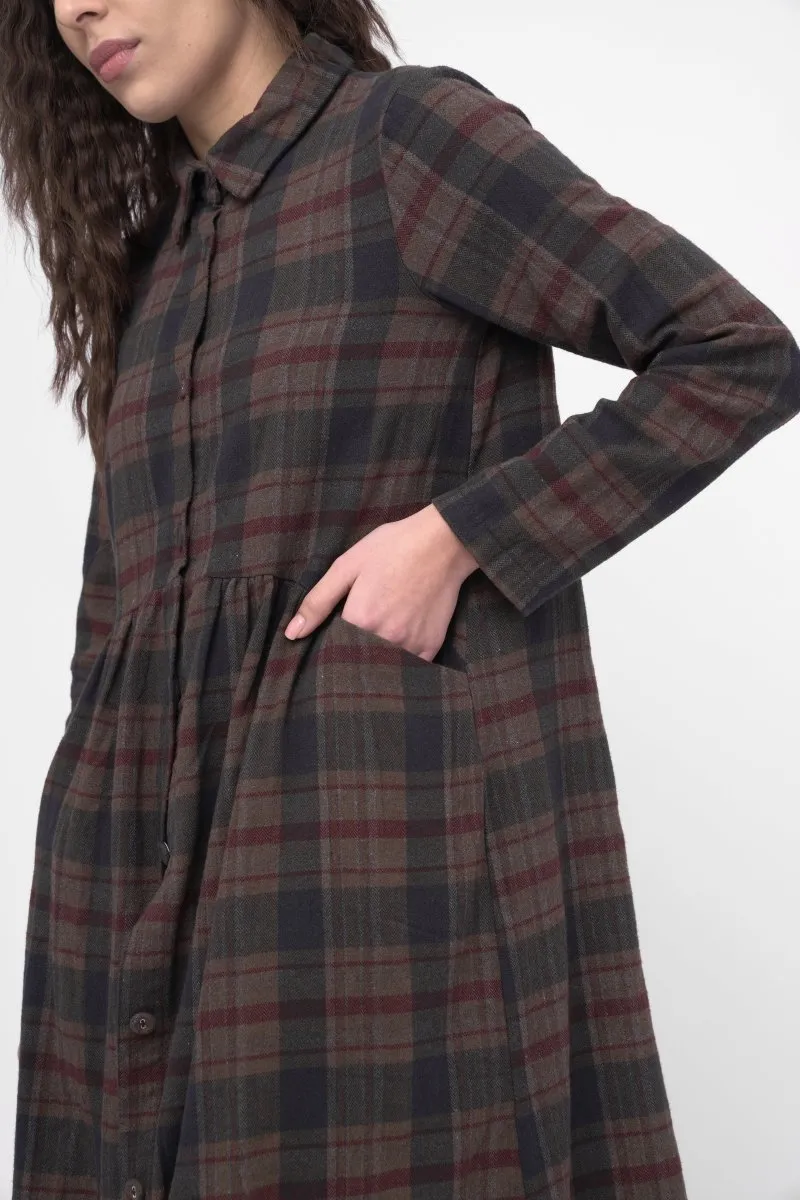 Cotton Plaid Tiered Waist Dress