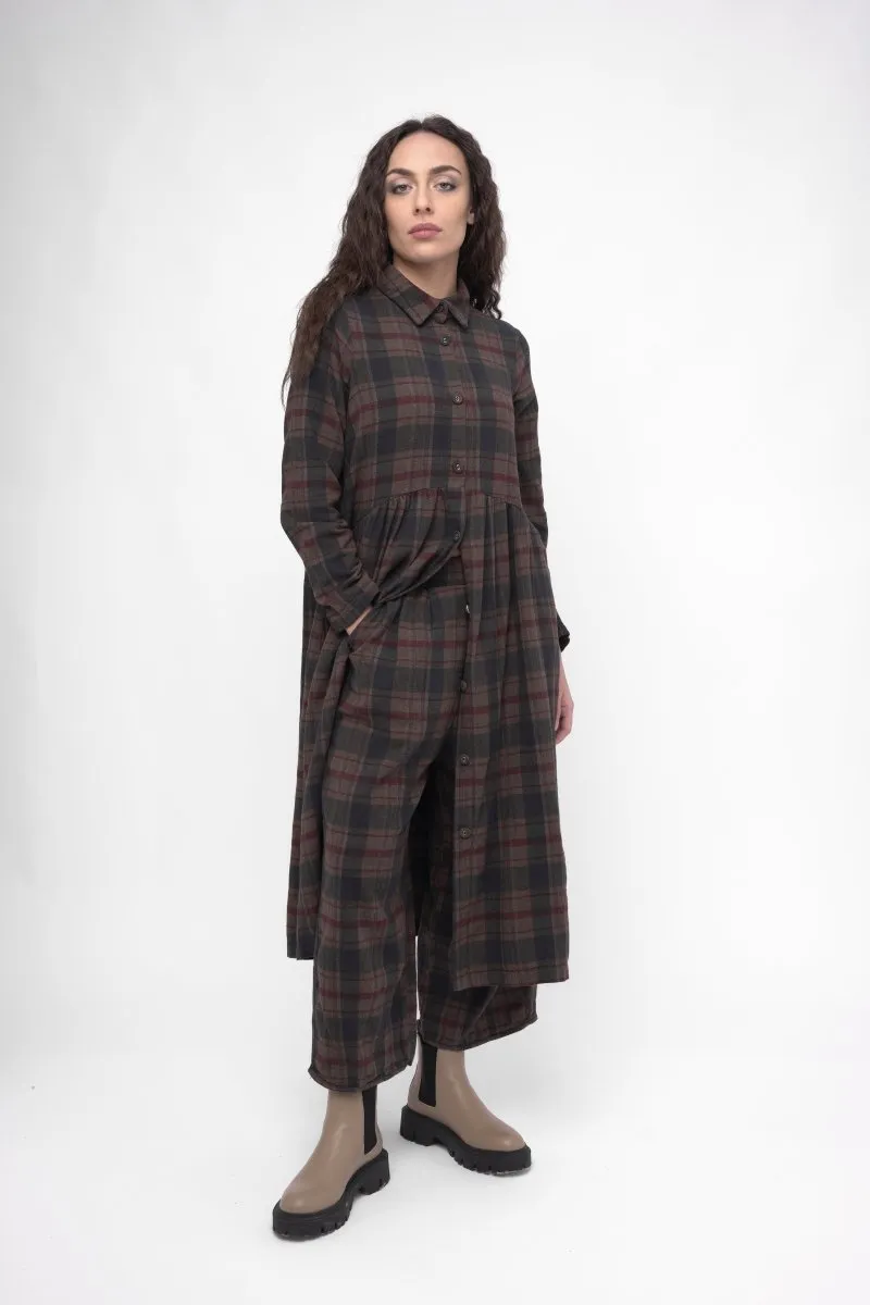 Cotton Plaid Tiered Waist Dress