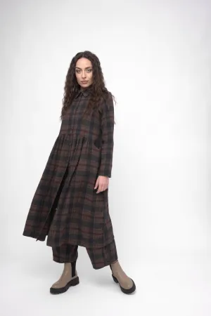 Cotton Plaid Tiered Waist Dress