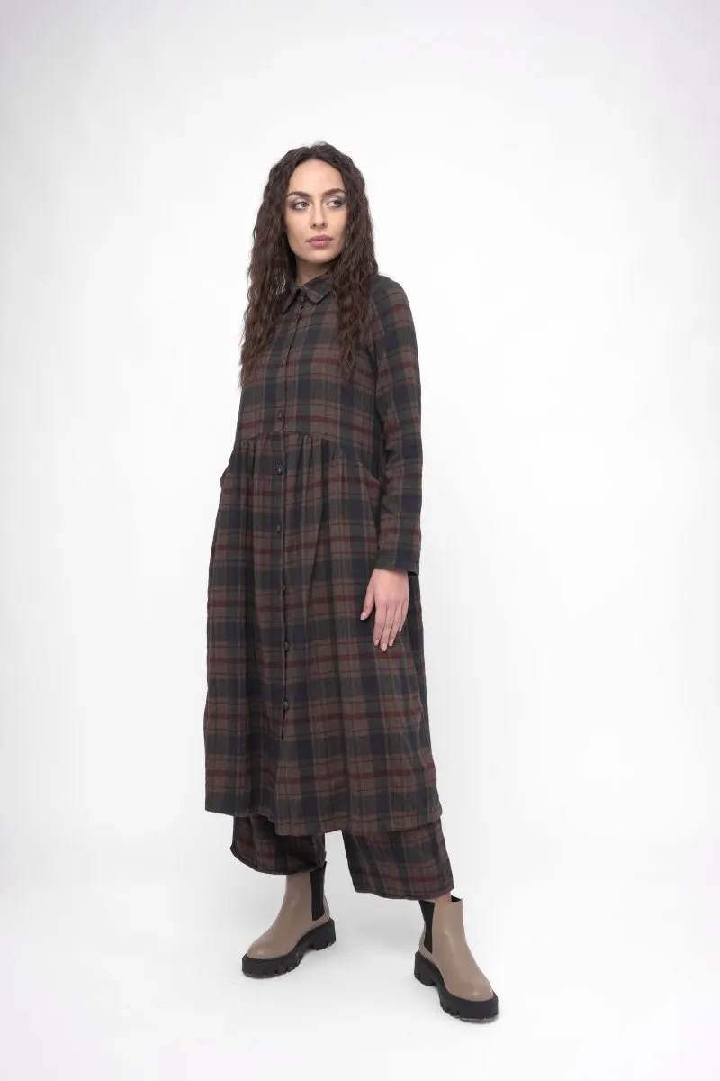 Cotton Plaid Tiered Waist Dress