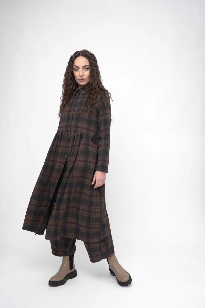 Cotton Plaid Tiered Waist Dress