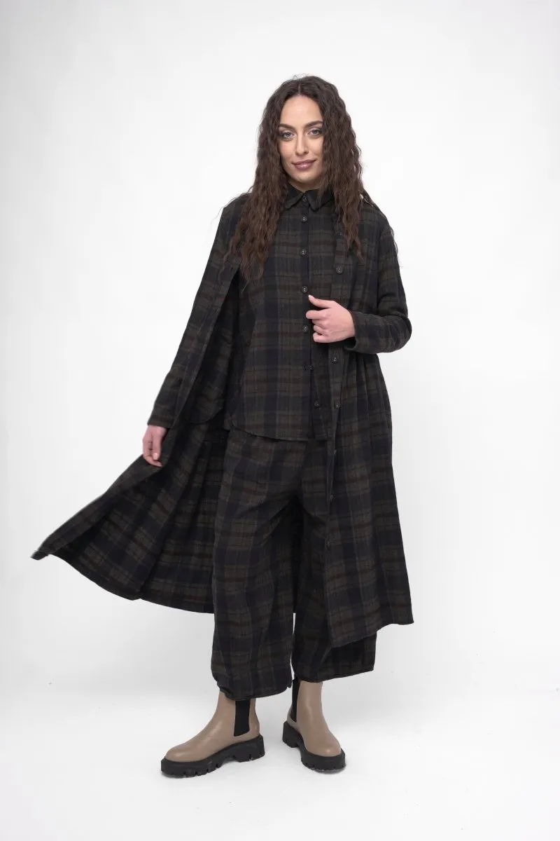 Cotton Plaid Tiered Waist Dress