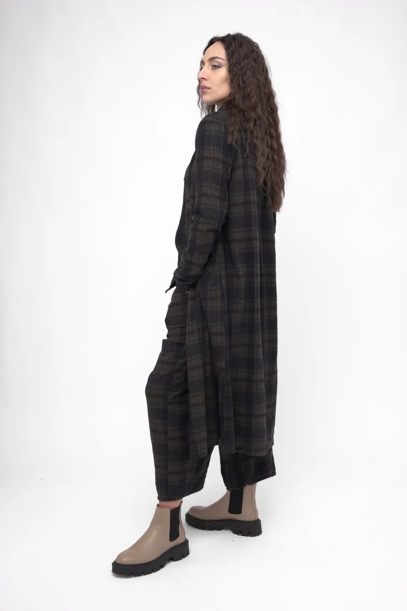 Cotton Plaid Tiered Waist Dress