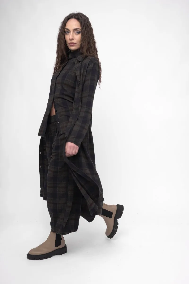 Cotton Plaid Tiered Waist Dress