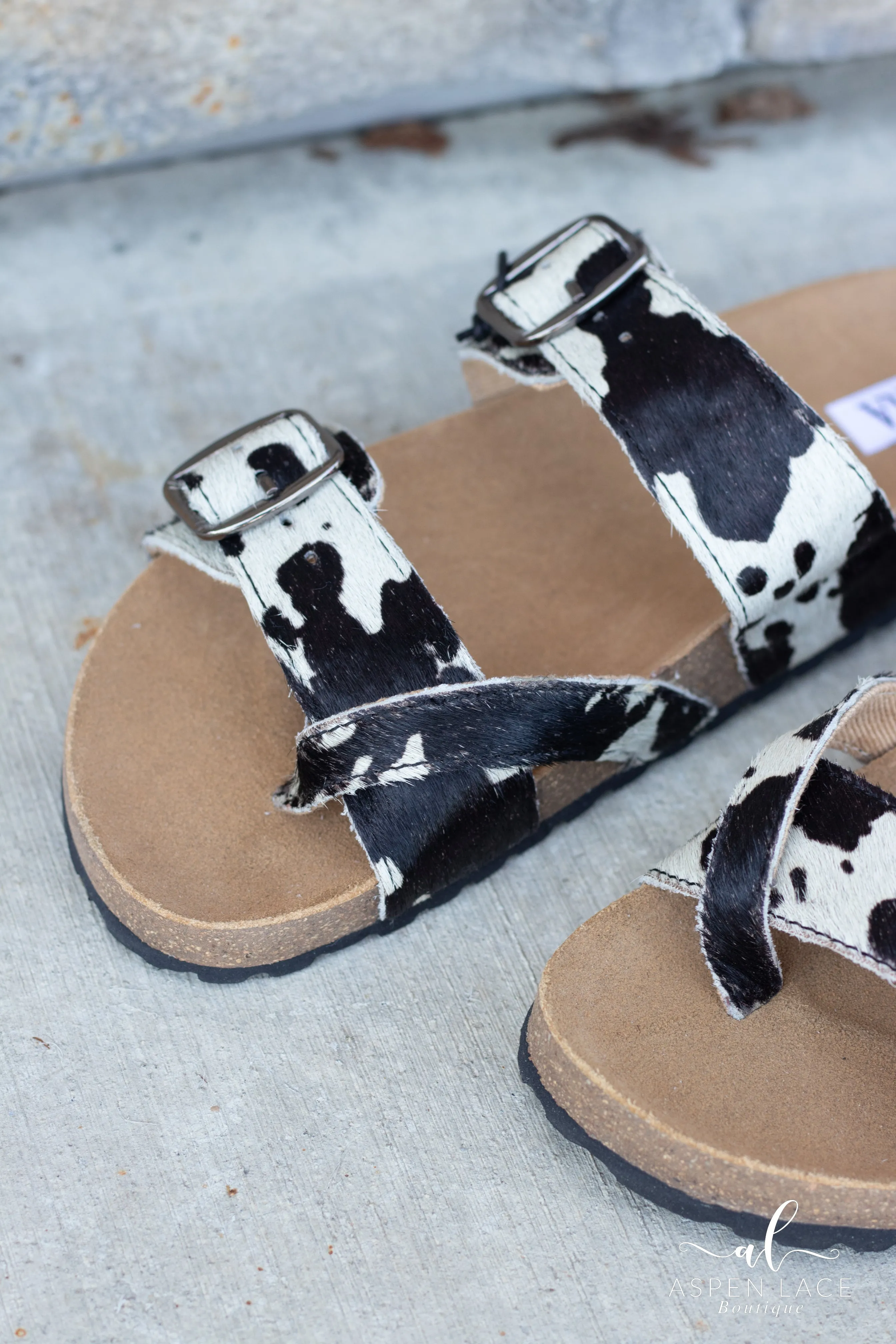 Cow Puddle Sandals (Black)