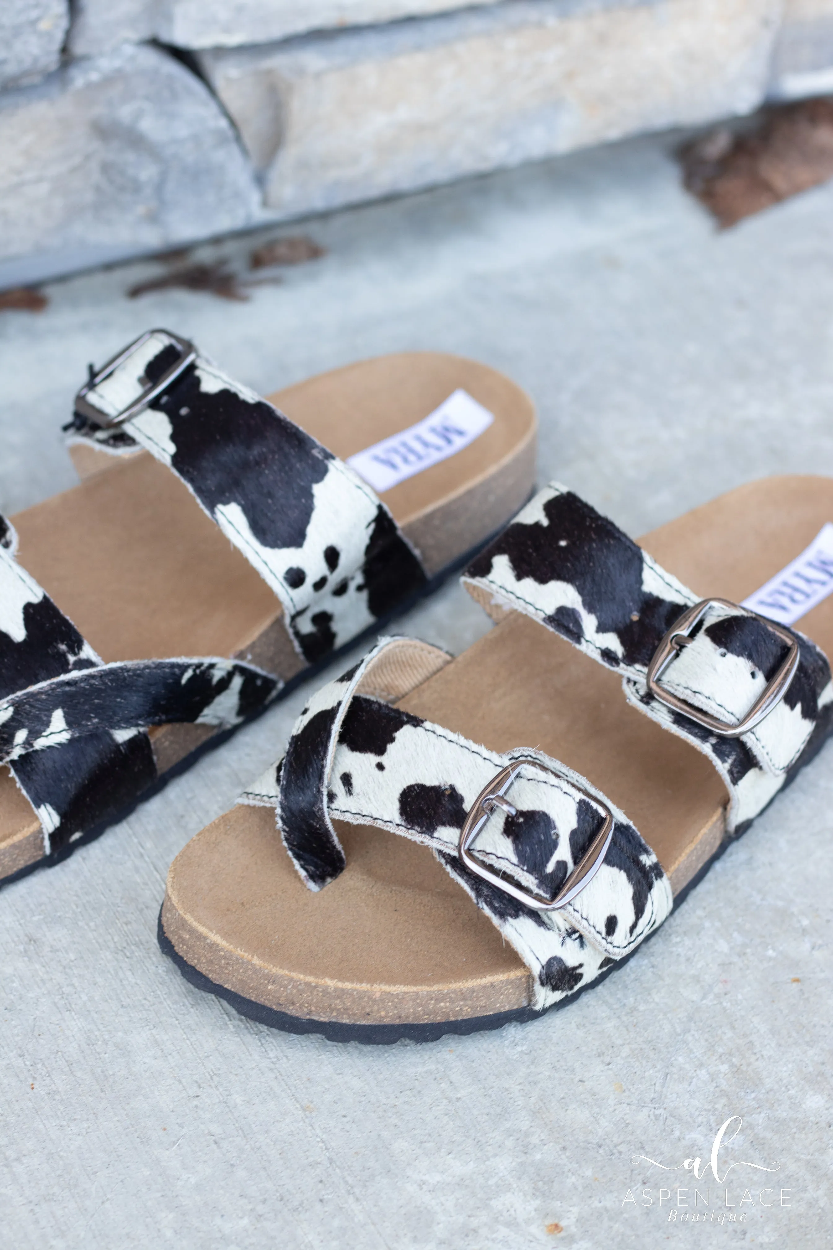Cow Puddle Sandals (Black)