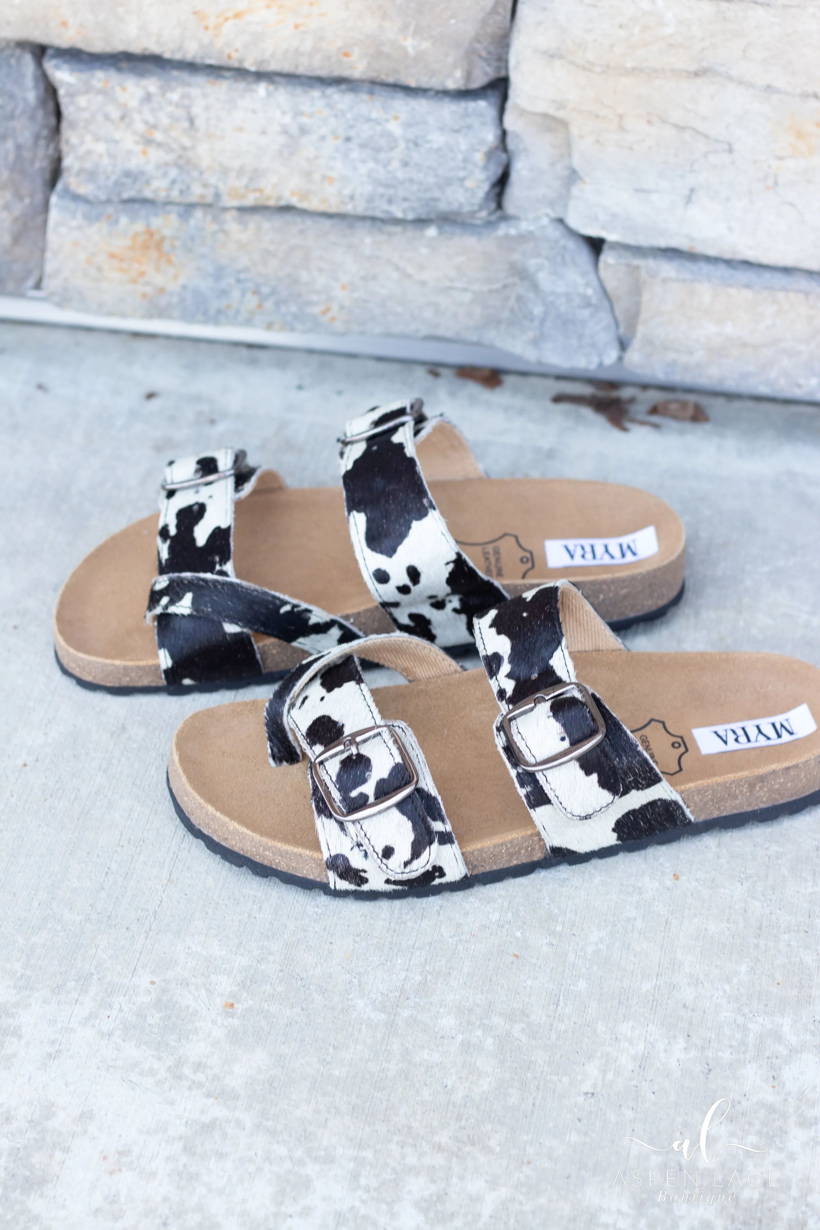 Cow Puddle Sandals (Black)
