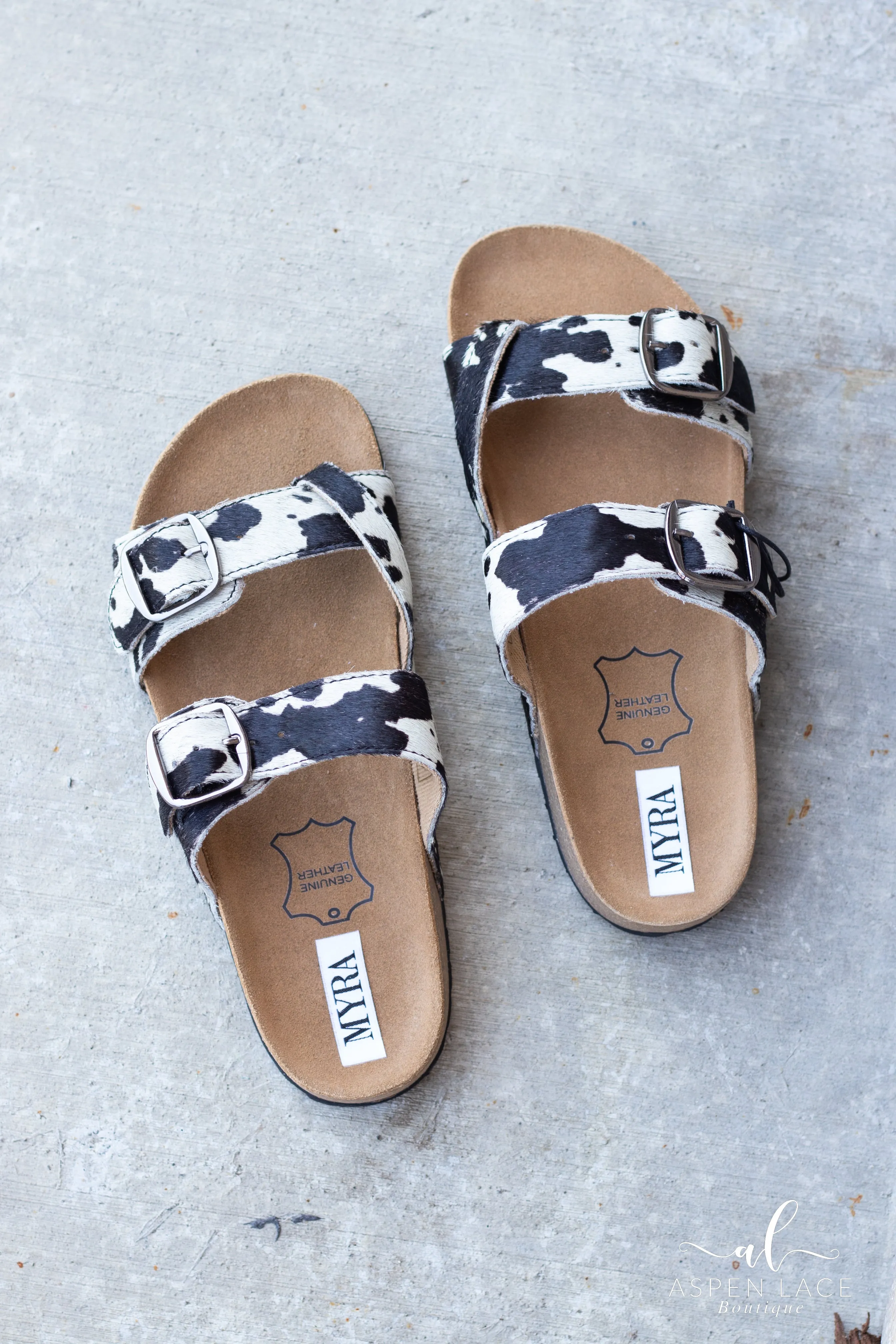 Cow Puddle Sandals (Black)