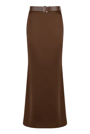 CURAAE Haven Maxi Mermaid Slip Skirt With Belt In Coco