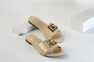 DOLCE & GABBANA SLIDE SANDALS - FAWN