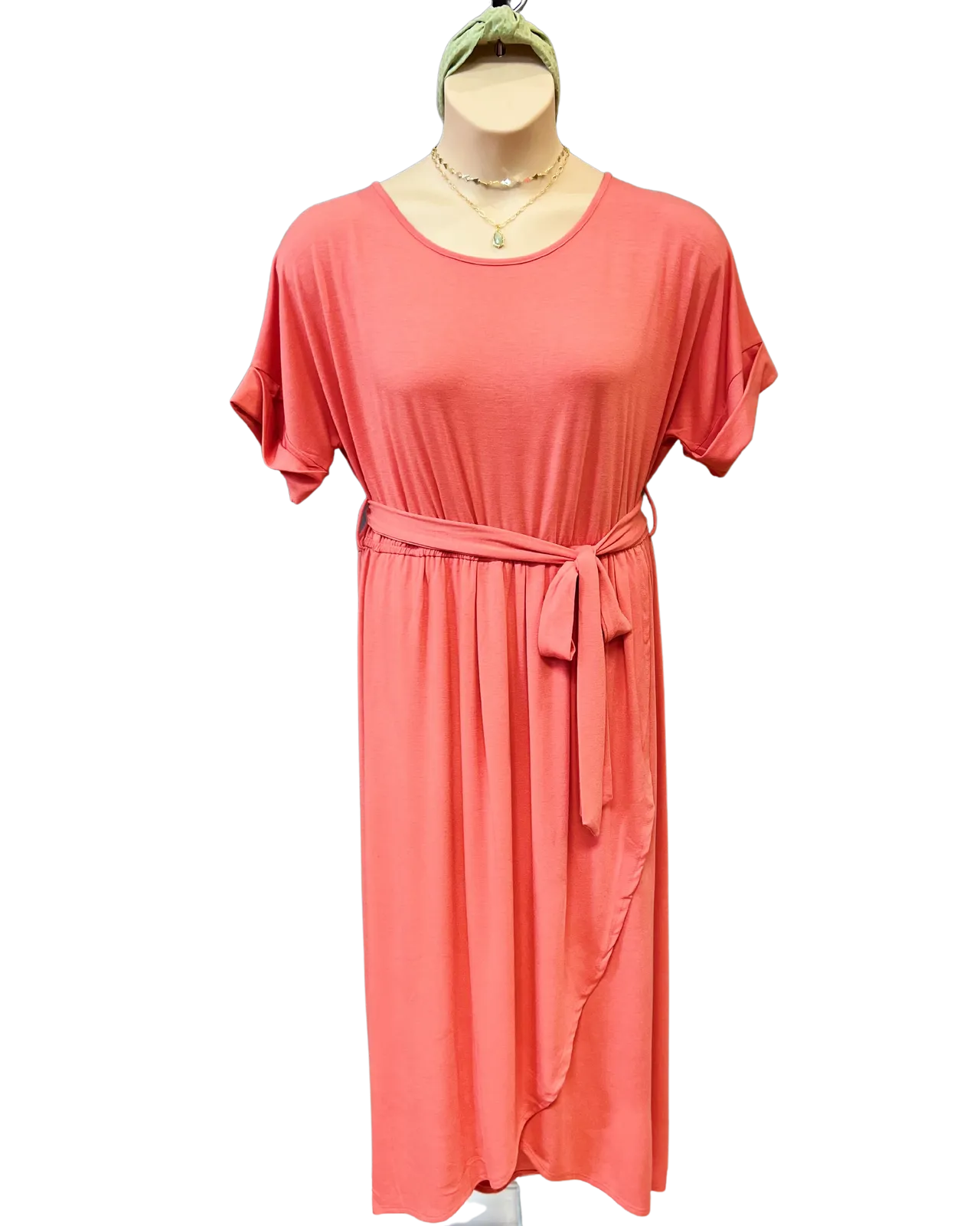 Donna CURVY Tulip Dress in Deep Coral FINAL SALE