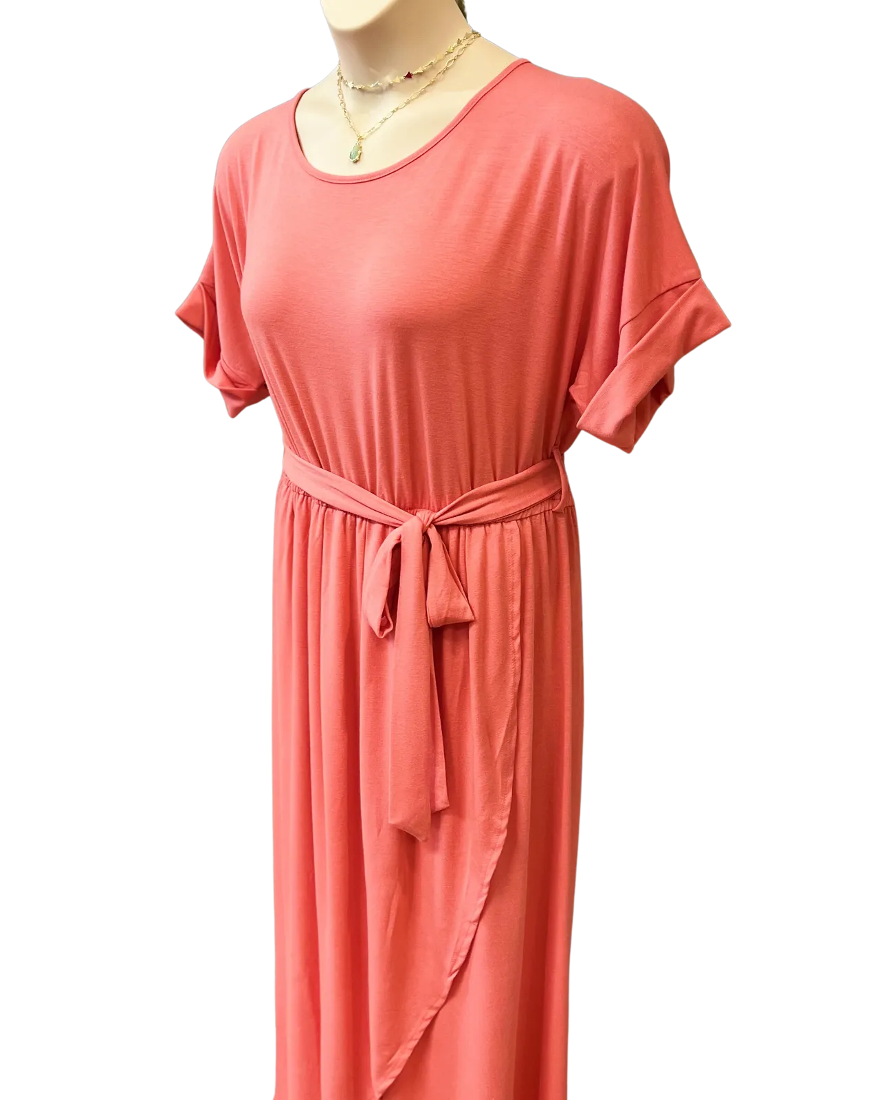 Donna CURVY Tulip Dress in Deep Coral FINAL SALE