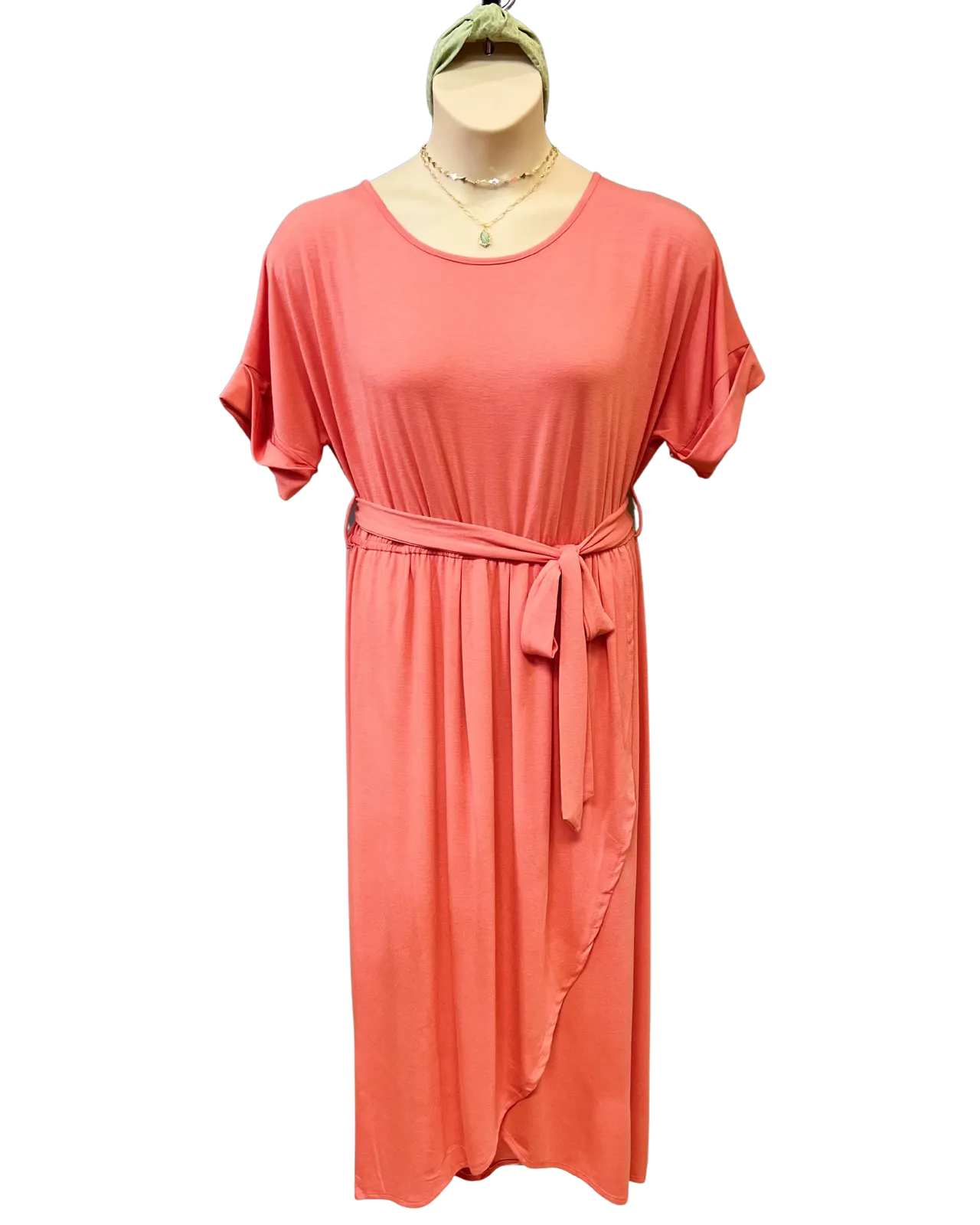 Donna CURVY Tulip Dress in Deep Coral FINAL SALE